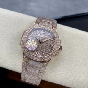 ĐỒNG HỒ PATEK PHILIPPE NAUTILUS ROSE GOLD 7118G REP 11 CAO CẤP ĐÍNH ĐÁ 35 (2)