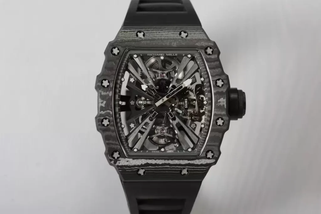 ĐỒNG HỒ RICHARD MILLE RM12-01 TOURBILLON FULL CARBON REP 11 DÂY CAO SU 42MM (2)