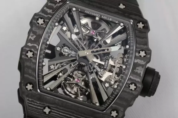 ĐỒNG HỒ RICHARD MILLE RM12-01 TOURBILLON FULL CARBON REP 11 DÂY CAO SU 42MM (2)
