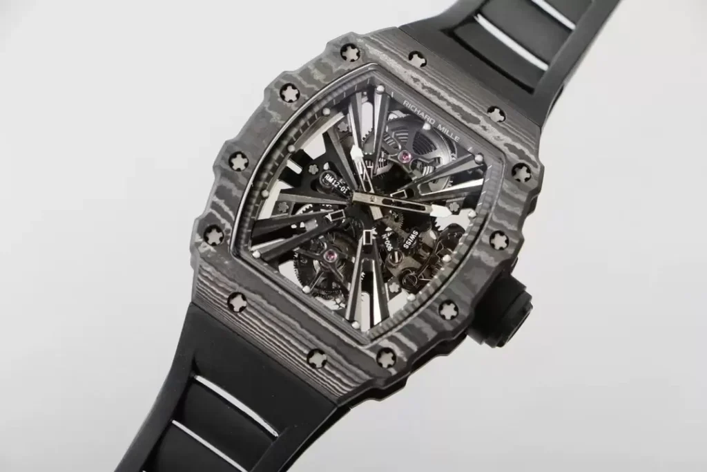 ĐỒNG HỒ RICHARD MILLE RM12-01 TOURBILLON FULL CARBON REP 11 DÂY CAO SU 42MM (2)