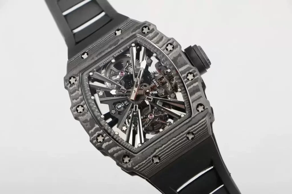 ĐỒNG HỒ RICHARD MILLE RM12-01 TOURBILLON FULL CARBON REP 11 DÂY CAO SU 42MM (2)
