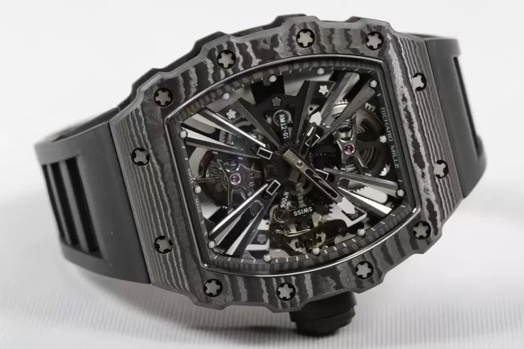 ĐỒNG HỒ RICHARD MILLE RM12-01 TOURBILLON FULL CARBON REP 11 DÂY CAO SU 42MM (2)