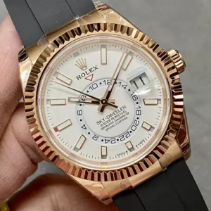 ĐỒNG HỒ ROLEX SKY DWELLER 336235 REPLICA 11 DÂY CAO SU MẶT TRẮNG TW 42MM (1)