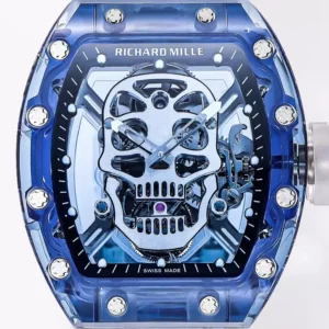 ĐỒNG HỒ RICHARD MILLE RM052 TOURBILLON CHẾ TÁC SAPPHIRE MÀU XANH REPLICA 11 ĐẦU LÂU NHÀ MÁY MS 42MM