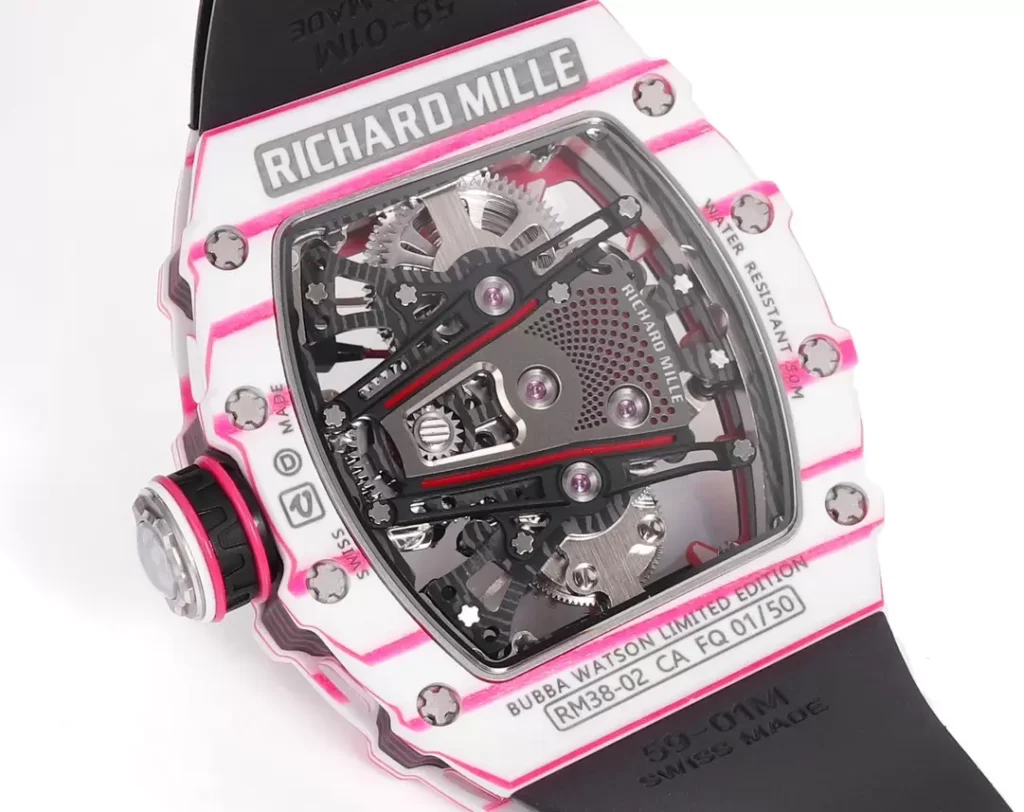 ĐỒNG HỒ CHẾ TÁC RICHARD MILLE NAM RM 38-02 TOURBILLON DÂY CAO SU NHÀ MÁY RM 41X50MM