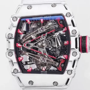 ĐỒNG HỒ RICHARD MILLE CHẾ TÁC RM 38-02 TOUBILLON NAM DÂY VẢI MÀU TRẮNG RM FACTORY 41X50MM