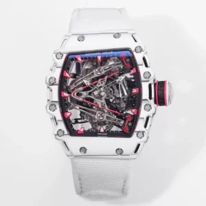 ĐỒNG HỒ RICHARD MILLE CHẾ TÁC RM 38-02 TOUBILLON NAM DÂY VẢI MÀU TRẮNG RM FACTORY 41X50MM