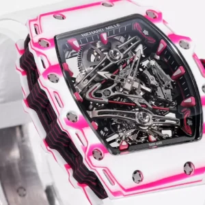 ĐỒNG HỒ RICHARD MILLE CHẾ TÁC RM38-02 TOUBILLON NAM DÂY CAO SU MÀU TRẮNG NHÀ MÁY RM 41X50MM