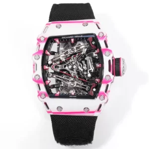 ĐỒNG HỒ RICHARD MILLE RM38-02 TOURBILLON CHẾ TÁC VỎ CARBON MÀU HỒNG NAM RM FACTORY 41X50MM