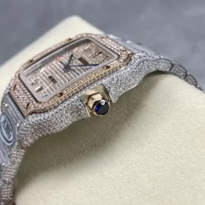 ĐỒNG HỒ CARTIER SANTOS DEMI ROSE GOLD REPLICA 11 ĐÍNH FULL ĐÁ SWAROVSKI AMG 40MM