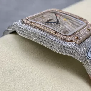 ĐỒNG HỒ CARTIER SANTOS DEMI ROSE GOLD REPLICA 11 ĐÍNH FULL ĐÁ SWAROVSKI AMG 40MM