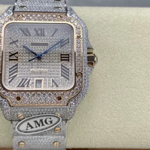 ĐỒNG HỒ CARTIER SANTOS REP 11 ROSE GOLD CỌC SỐ LA MÃ NHÀ MÁY AMG 40MM