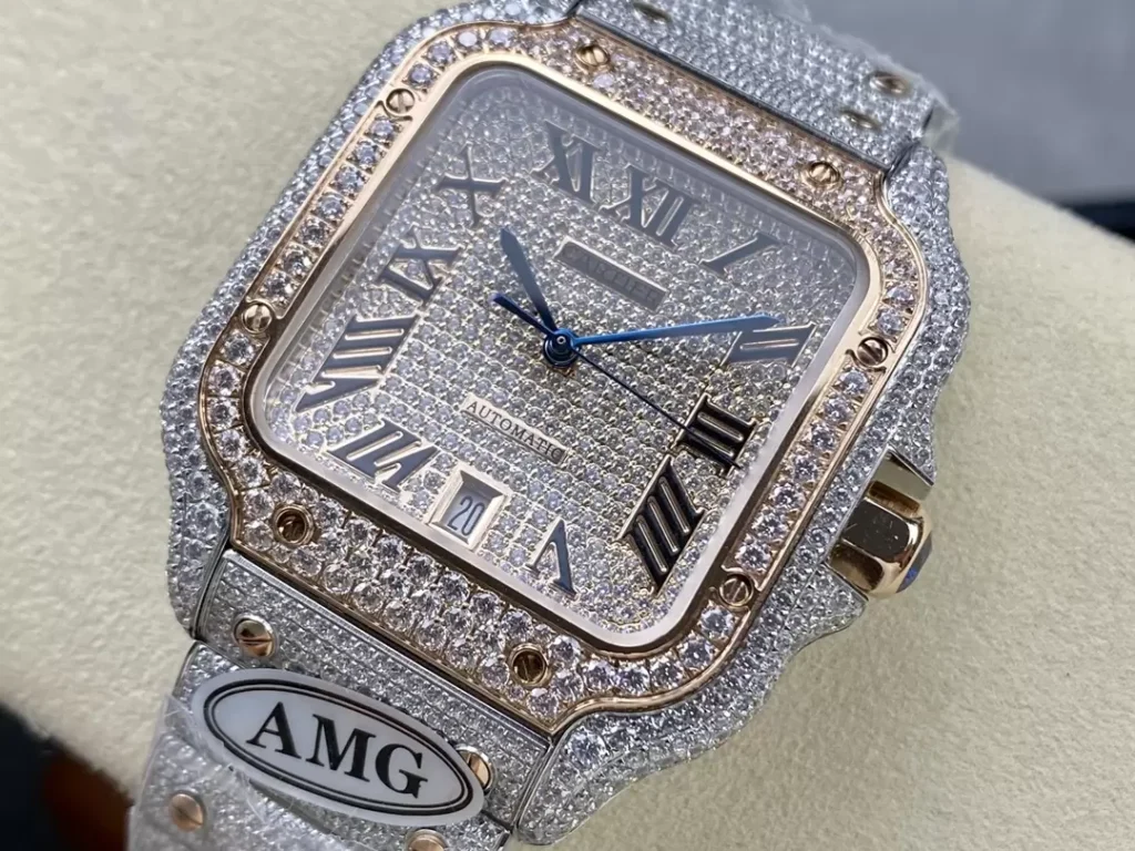 ĐỒNG HỒ CARTIER SANTOS REP 11 ROSE GOLD CỌC SỐ LA MÃ NHÀ MÁY AMG 40MM 