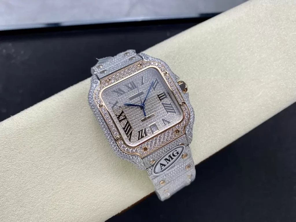 ĐỒNG HỒ CARTIER SANTOS REP 11 ROSE GOLD CỌC SỐ LA MÃ NHÀ MÁY AMG 40MM 