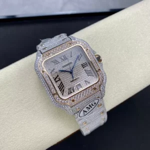 ĐỒNG HỒ CARTIER SANTOS REP 11 ROSE GOLD CỌC SỐ LA MÃ NHÀ MÁY AMG 40MM