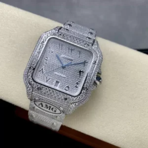 ĐỒNG HỒ CARTIER SANTOS REPLICA 11 CỌC SỐ Ả RẬP MÁY CƠ AUTOMATIC AMG 40MM