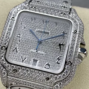 ĐỒNG HỒ CARTIER SANTOS REPLICA 11 CỌC SỐ Ả RẬP MÁY CƠ AUTOMATIC AMG 40MM