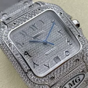 ĐỒNG HỒ CARTIER SANTOS REPLICA 11 CỌC SỐ Ả RẬP MÁY CƠ AUTOMATIC AMG 40MM