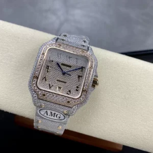 ĐỒNG HỒ CARTIER SANTOS REPLICA 11 ĐÍNH FULL ĐÁ CỌC SỐ Ả RẬP AMG 40MM