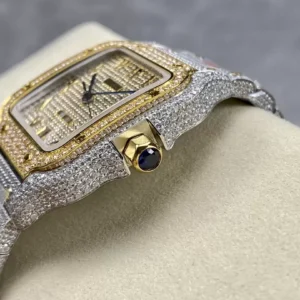 ĐỒNG HỒ CARTIER SANTOS REPLICA 11 YELLOW GOLD ĐÍNH FULL ĐÁ AMG 40MM