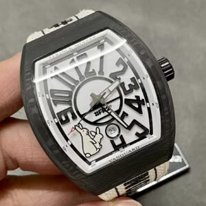 ĐỒNG HỒ FRANCK MULLER VANGUARD REPLICA 11 MẶT TRẮNG HÌNH THỎ VỎ CACBON 44X54MM