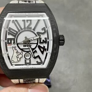 ĐỒNG HỒ FRANCK MULLER VANGUARD REPLICA 11 MẶT TRẮNG HÌNH THỎ VỎ CACBON 44X54MM