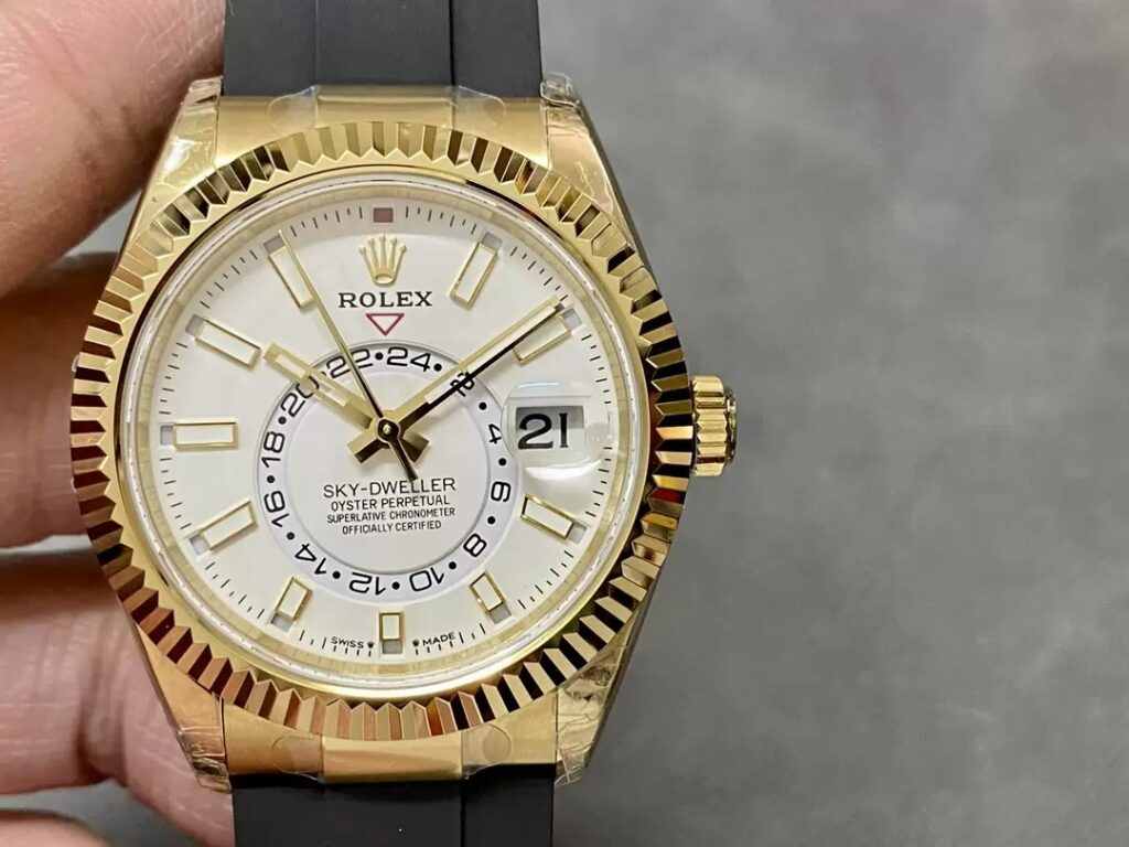 ĐỒNG HỒ ROLEX SKY DWELLER 336238 REPLICA 11 MẶT TRẮNG CỌC SỐ DẠ QUANG 42MM