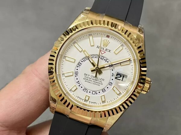 ĐỒNG HỒ ROLEX SKY DWELLER 336238 REPLICA 11 MẶT TRẮNG CỌC SỐ DẠ QUANG 42MM