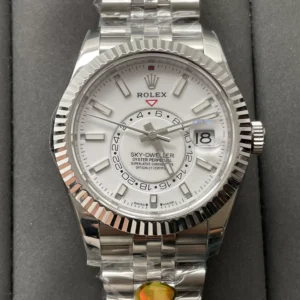 ĐỒNG HỒ ROLEX SKY-DWELLER 336934 REPLICA 11 DÂY KIM LOẠI MẶT TRẮNG 42MM