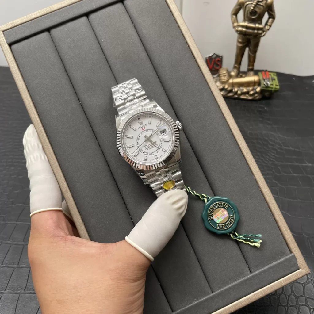  ĐỒNG HỒ ROLEX SKY-DWELLER 336934 REPLICA 11 DÂY KIM LOẠI MẶT TRẮNG 42MM