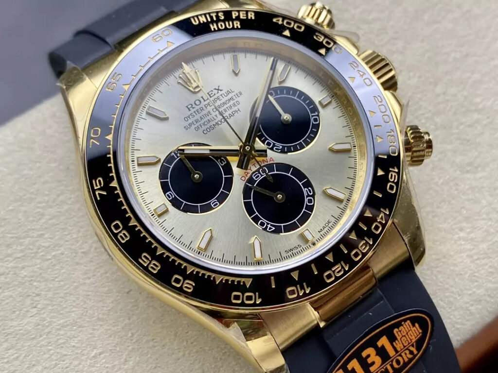 ĐỒNG HỒ ROLEX DAYTONA REPLICA V6 MẶT SỐ VÀNG 140G QF 40MM (1)