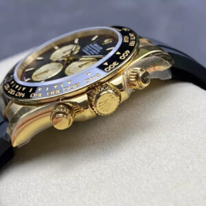 ĐỒNG HỒ ROLEX DAYTONA REPLICA V6 MÀU GOLD MẶT ĐEN 140G QF 40MM (1)