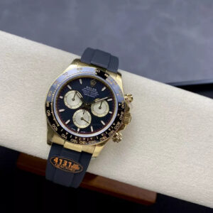 ĐỒNG HỒ ROLEX DAYTONA REPLICA V6 MÀU GOLD MẶT ĐEN 140G QF 40MM (1)