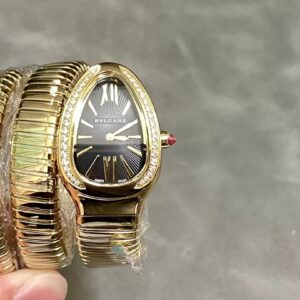 ĐỒNG HỒ BVLGARI REPLICA MẠ VÀNG VÀNG MẶT ĐEN NHÀ MÁY BV 35MM