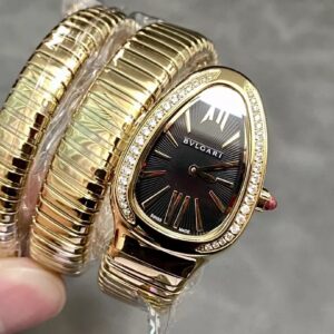 ĐỒNG HỒ BVLGARI REPLICA MẠ VÀNG VÀNG MẶT ĐEN NHÀ MÁY BV 35MM