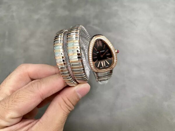 ĐỒNG HỒ NỮ BVLGARI SERPENTI 102680 RGSS FAKE MẶT ĐEN BVF 35MM (2)