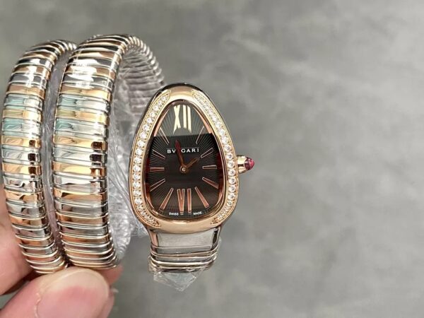 ĐỒNG HỒ NỮ BVLGARI SERPENTI 102680 RGSS FAKE MẶT ĐEN BVF 35MM (2)