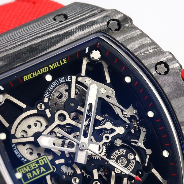 ĐỒNG HỒ RICHARD MILLE RM35-01 REPLICA DÂY VẢI NATO ĐỎ V2 BBR 44MM