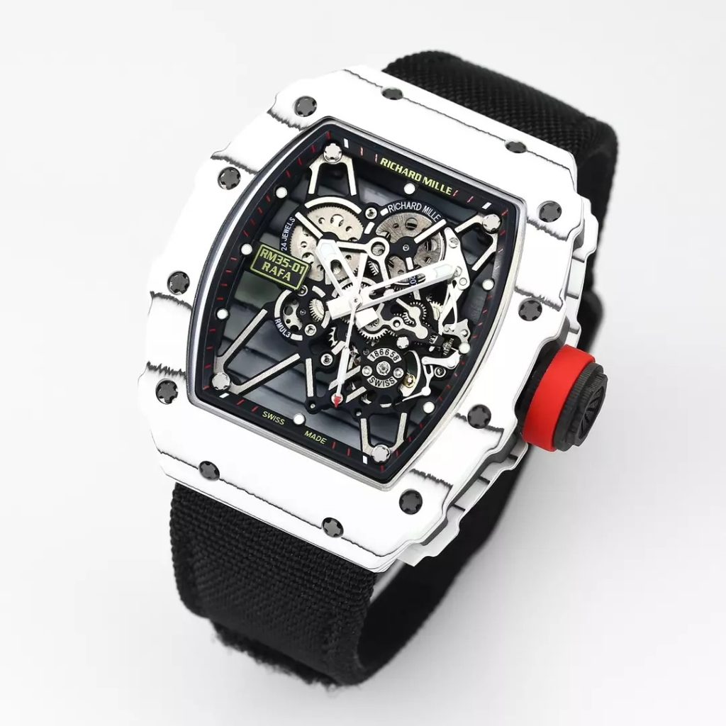 ĐỒNG HỒ RICHARD MILLE RM35-01 REPLICA VỎ CARBON VÂN ĐEN BBR 44MM