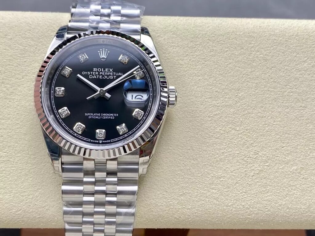 ĐỒNG HỒ ROLEX DATEJUST 126234 FAKE MẶT ĐEN CỌC KIM CƯƠNG VSF 36MM