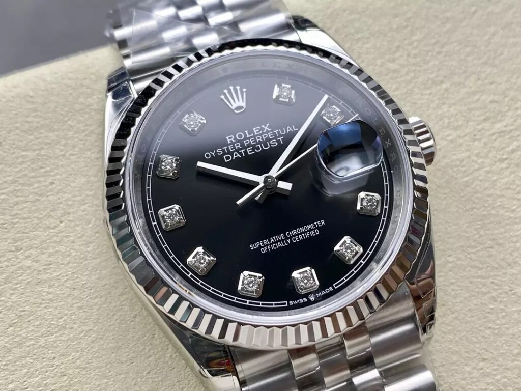 ĐỒNG HỒ ROLEX DATEJUST 126234 FAKE MẶT ĐEN CỌC KIM CƯƠNG VSF 36MM