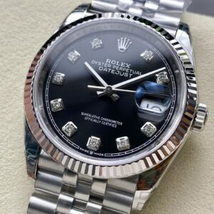 ĐỒNG HỒ ROLEX DATEJUST 126234 FAKE MẶT ĐEN CỌC KIM CƯƠNG VSF 36MM