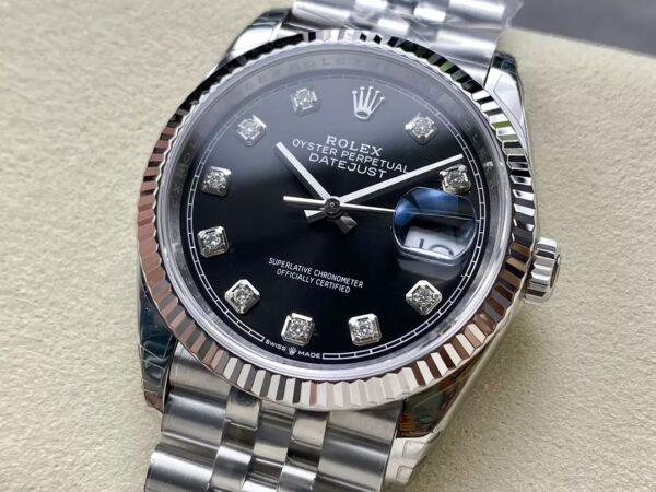 ĐỒNG HỒ ROLEX DATEJUST 126234 FAKE MẶT ĐEN CỌC KIM CƯƠNG VSF 36MM