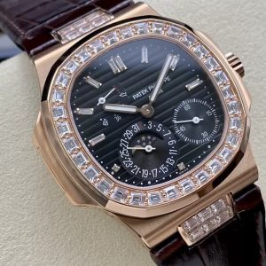 ĐỒNG HỒ PATEK PHILIPPE 5724R REPLICA 11 MẶT ĐEN MẠ VÀNG NHÀ MÁY GR 41MM