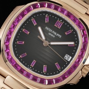 ĐỒNG HỒ PATEK PHILIPPE NAUTILUS 5723 REPLICA MẠ VÀNG HỒNG ĐÁ RUBY TÍM 40MM