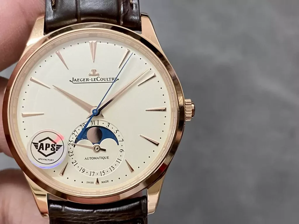 ĐỒNG HỒ JAEGER-LECOULTRE FAKE 11 MẠ VÀNG HỒNG MOON PHASE NHÀ MÁY APS 39MM (1)