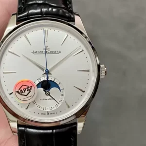 ĐỒNG HỒ JAEGER-LECOULTRE MẶT TRẮNG REPLICA DÂY DA ĐEN NHÀ MÁY APS 39MM (1)