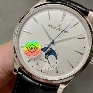 ĐỒNG HỒ JAEGER-LECOULTRE MẶT TRẮNG REPLICA DÂY DA ĐEN NHÀ MÁY APS 39MM (1)