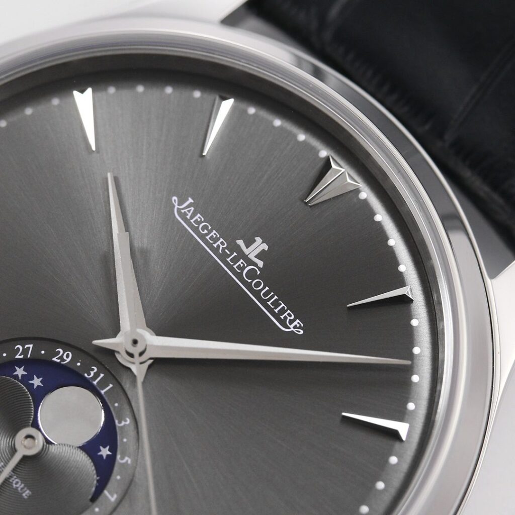 ĐỒNG HỒ JAEGER-LECOULTRE MẶT XÁM MOON PHASE REPLICA DÂY DA NHÀ MÁY GF 39MM