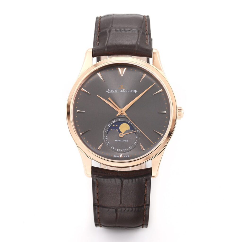 ĐỒNG HỒ JAEGER-LECOULTRE MOON PHASE MẠ VÀNG HỒNG REPLICA MẶT XÁM GF 39MM (1)